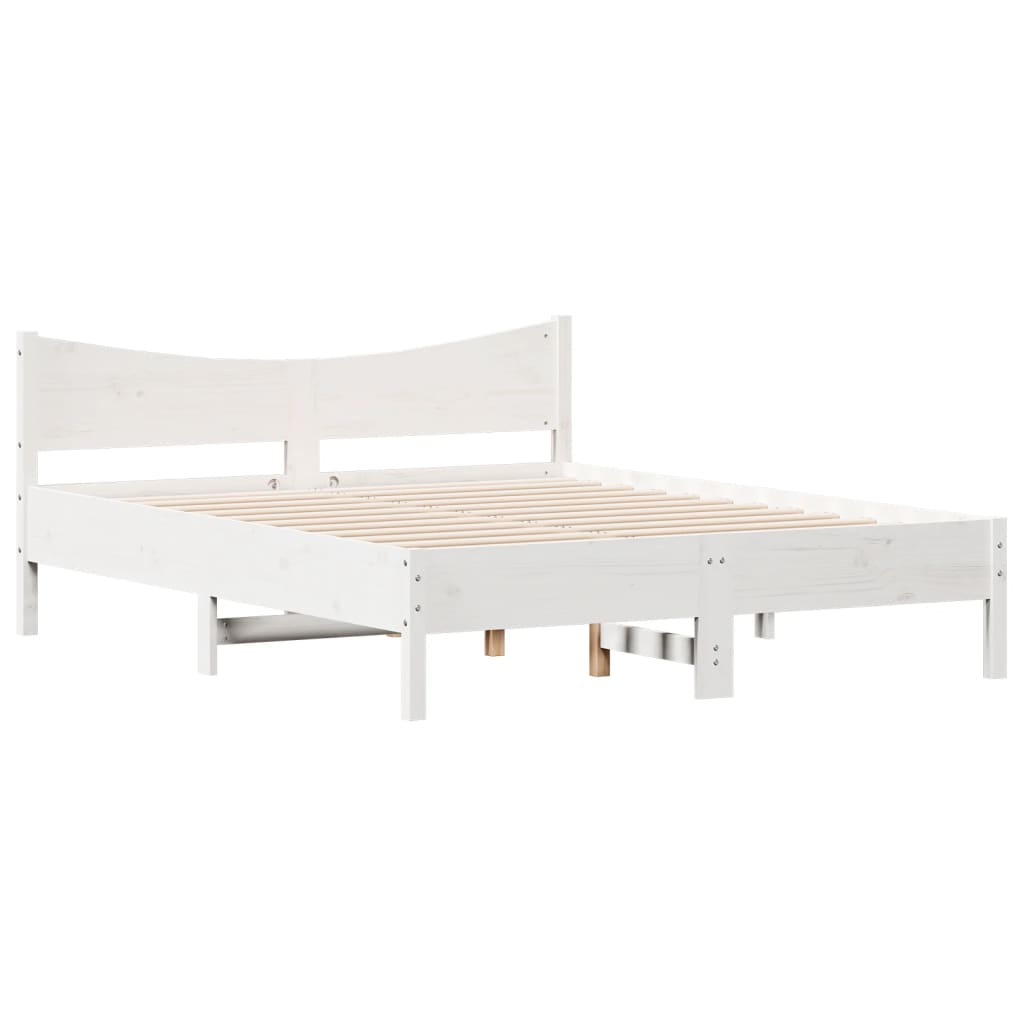 Bed Frame without Mattress White 160x200 cm Solid Wood Pine