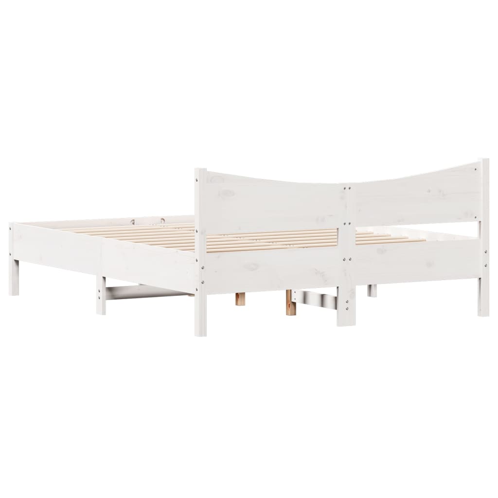 Bed Frame without Mattress White 160x200 cm Solid Wood Pine