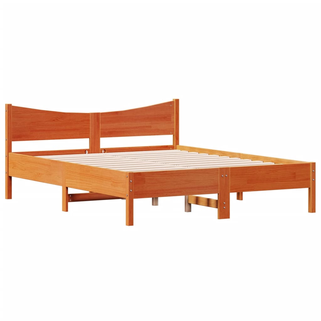 Bed Frame without Mattress Wax Brown 160x200 cm Solid Wood Pine