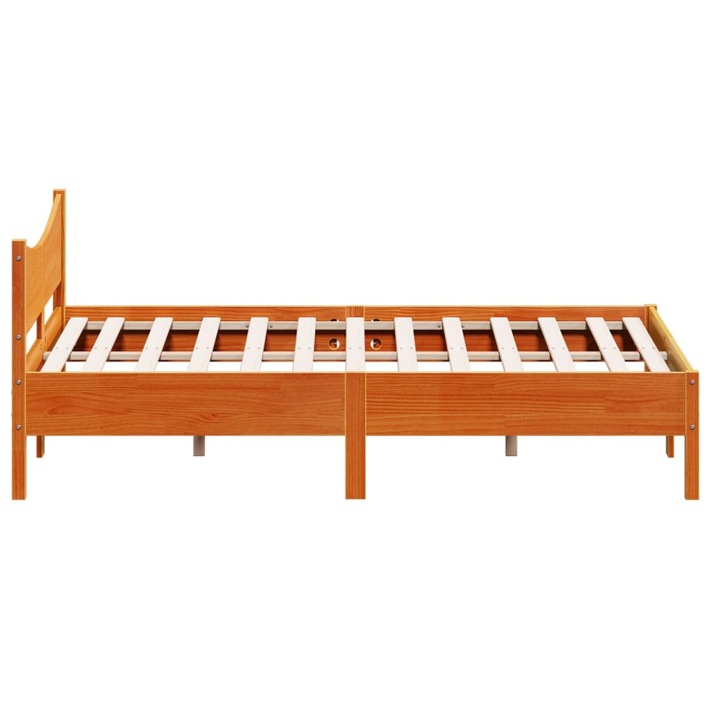 Bed Frame without Mattress Wax Brown 160x200 cm Solid Wood Pine