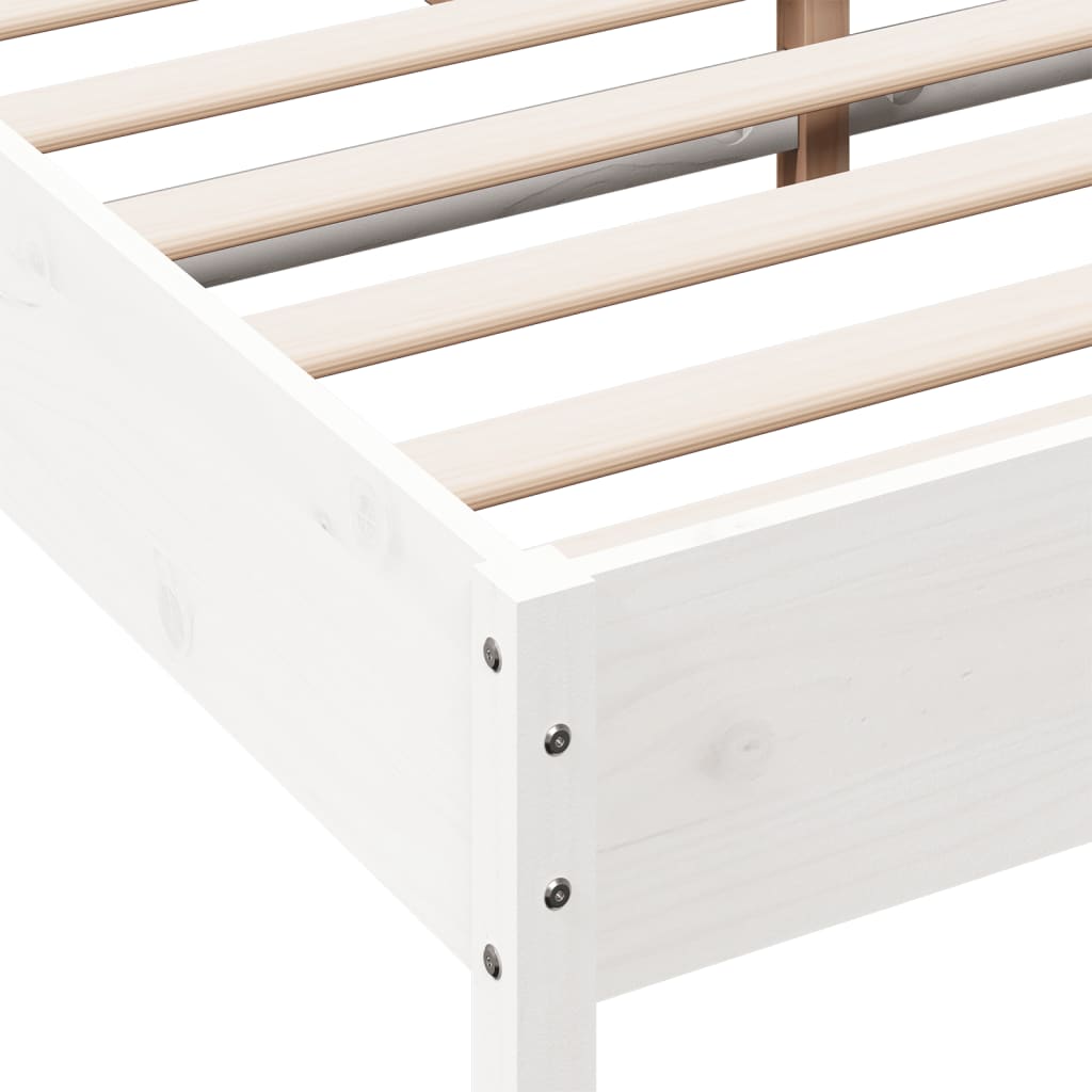 Bed Frame without Mattress White 150x200 cm King Size Solid Wood Pine
