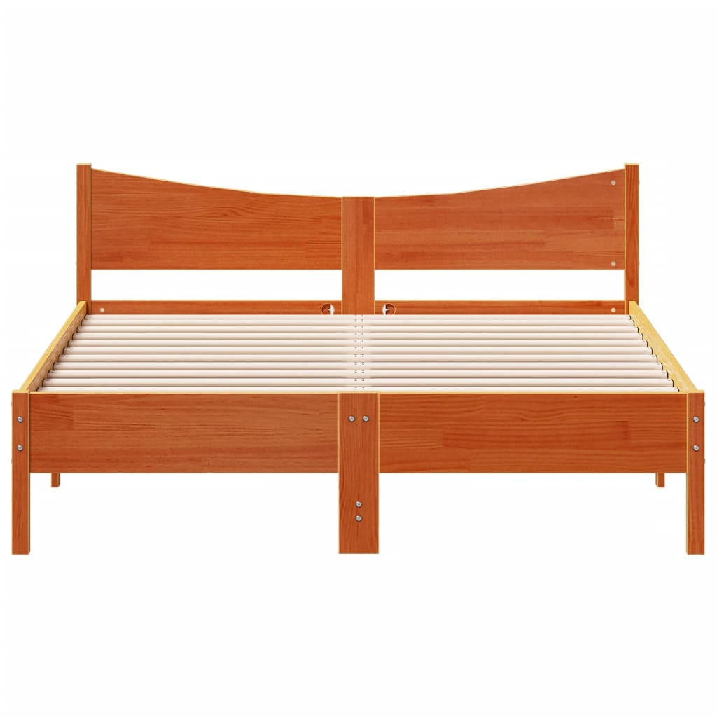 Bed Frame without Mattress Wax Brown 150x200 cm King Size Solid Wood Pine