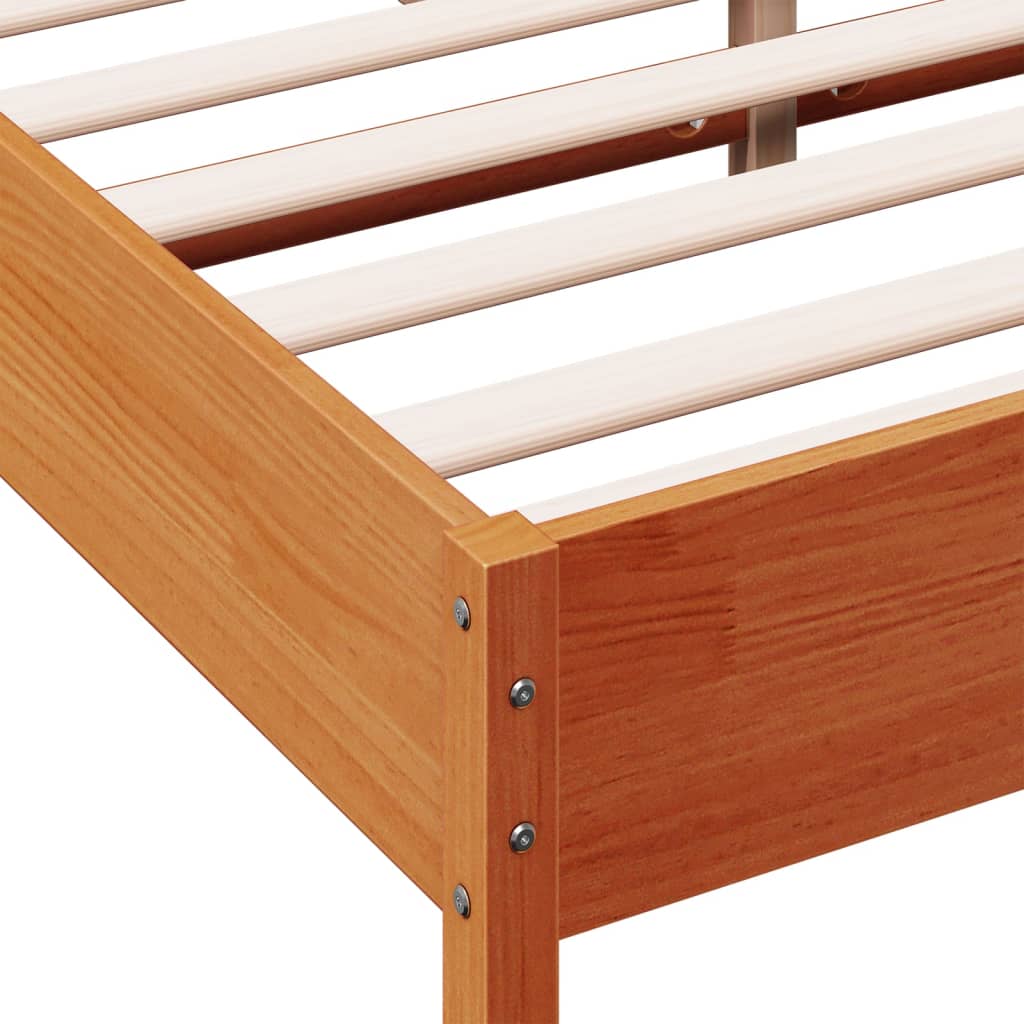 Bed Frame without Mattress Wax Brown 150x200 cm King Size Solid Wood Pine
