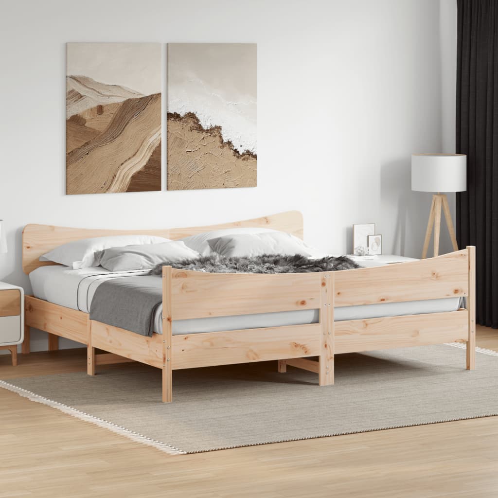 Bed Frame without Mattress 200x200 cm Solid Wood Pine