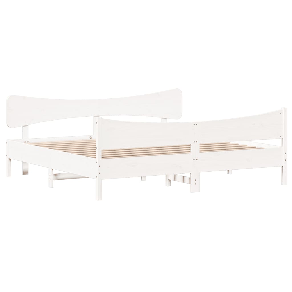 Bed Frame without Mattress White 200x200 cm Solid Wood Pine
