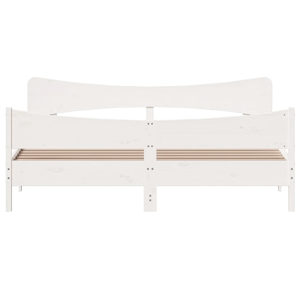 Bed Frame without Mattress White 200x200 cm Solid Wood Pine