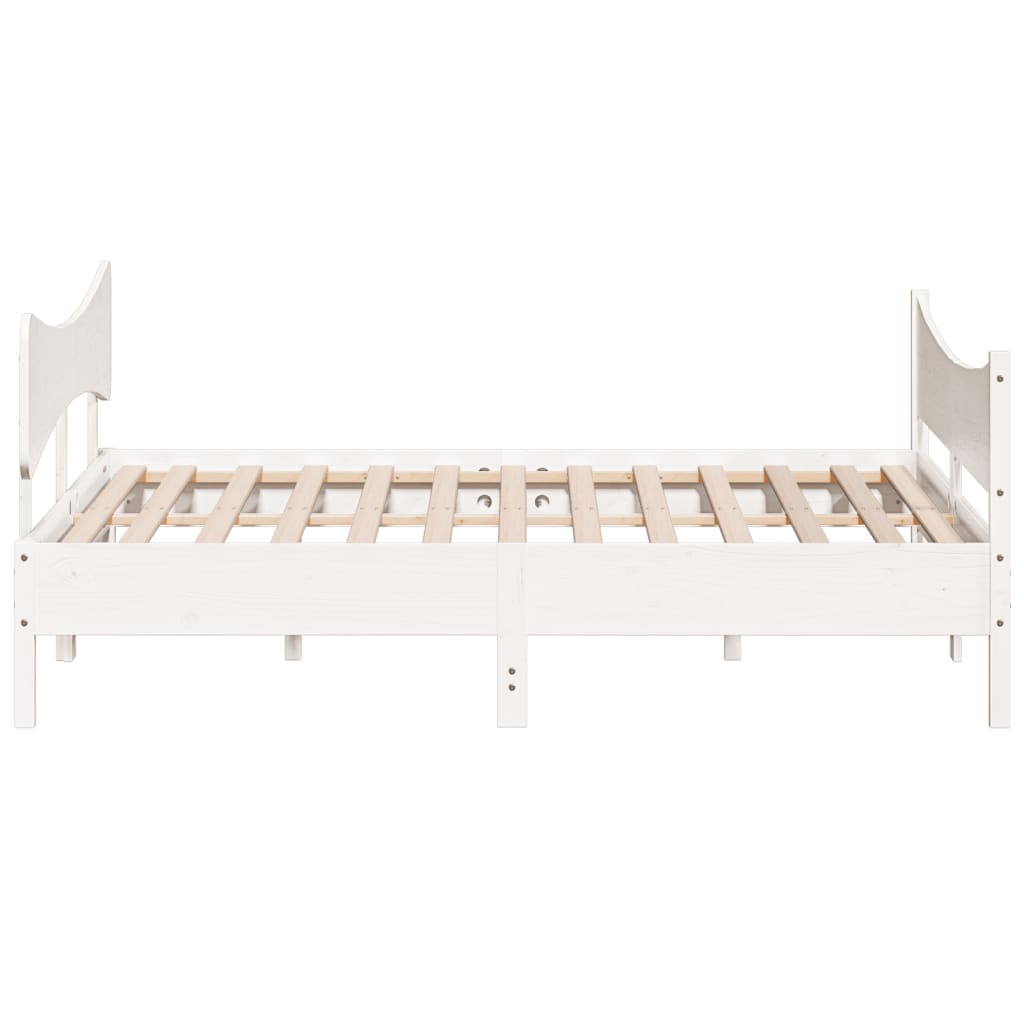 Bed Frame without Mattress White 200x200 cm Solid Wood Pine