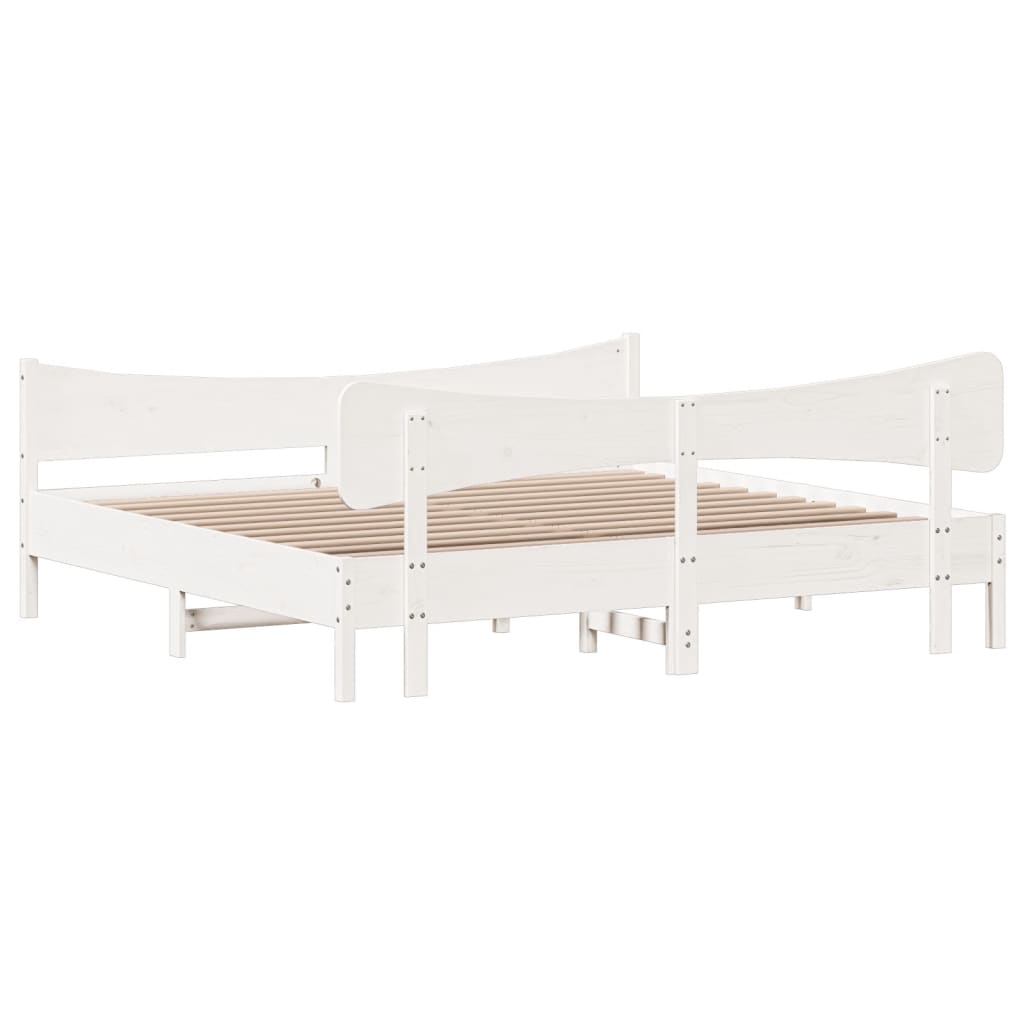 Bed Frame without Mattress White 200x200 cm Solid Wood Pine