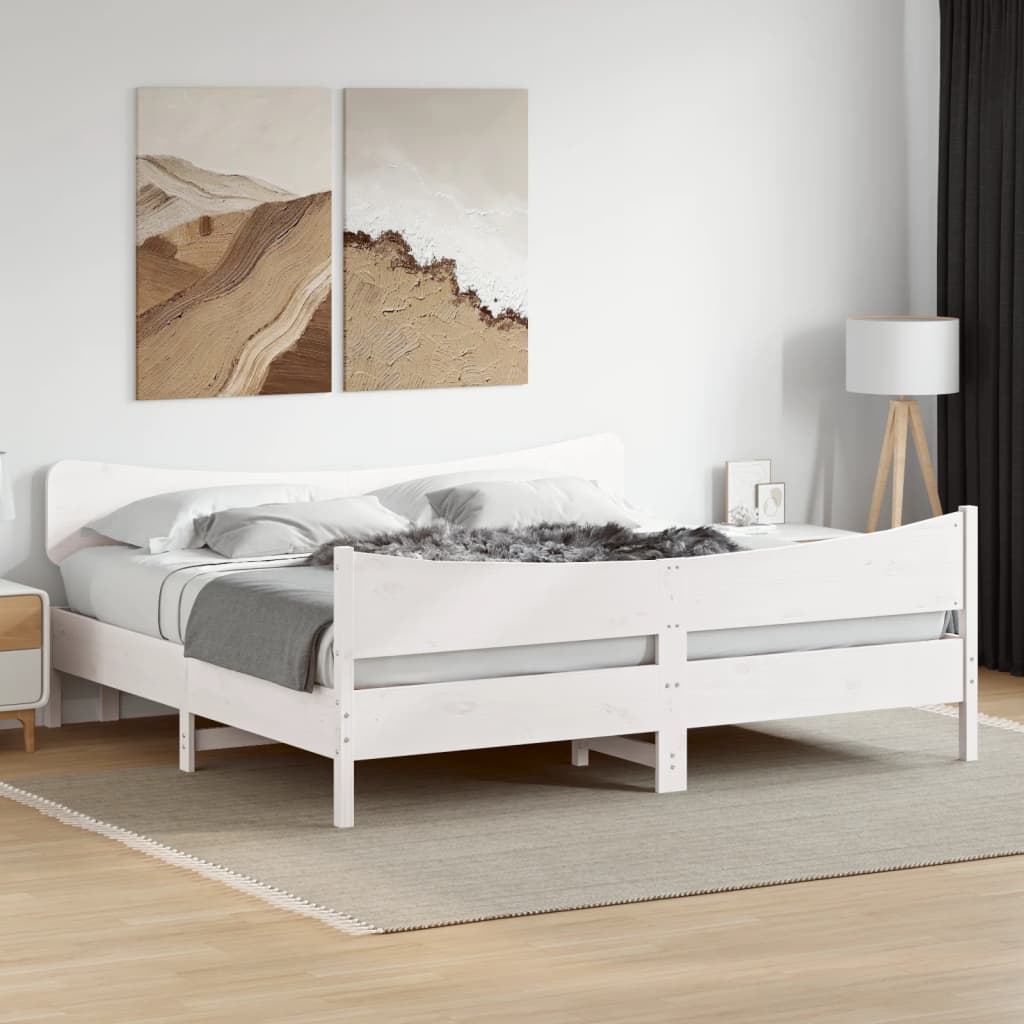 Bed Frame without Mattress White 200x200 cm Solid Wood Pine