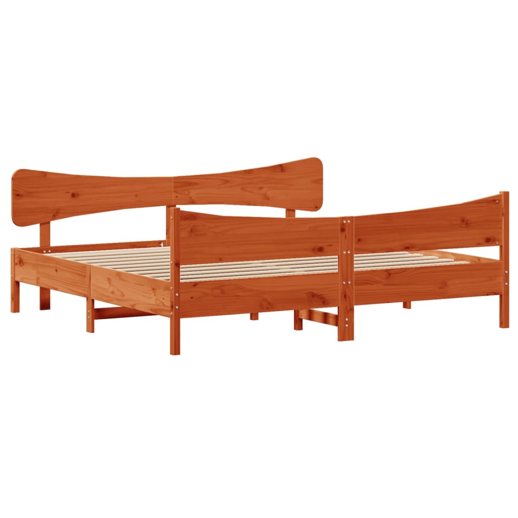 Bed Frame without Mattress Wax Brown 200x200 cm Solid Wood Pine