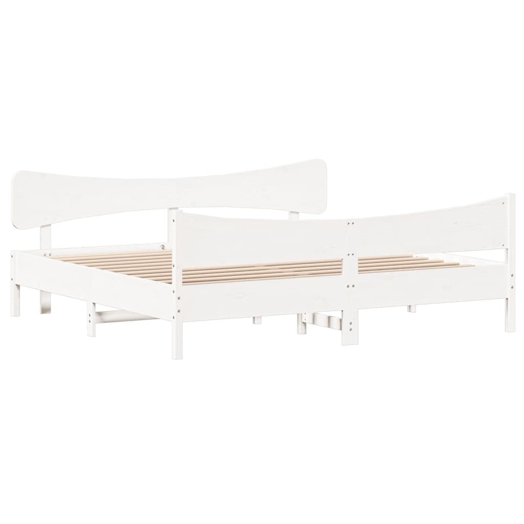 Bed Frame without Mattress White 180x200 cm Super King Solid Wood Pine