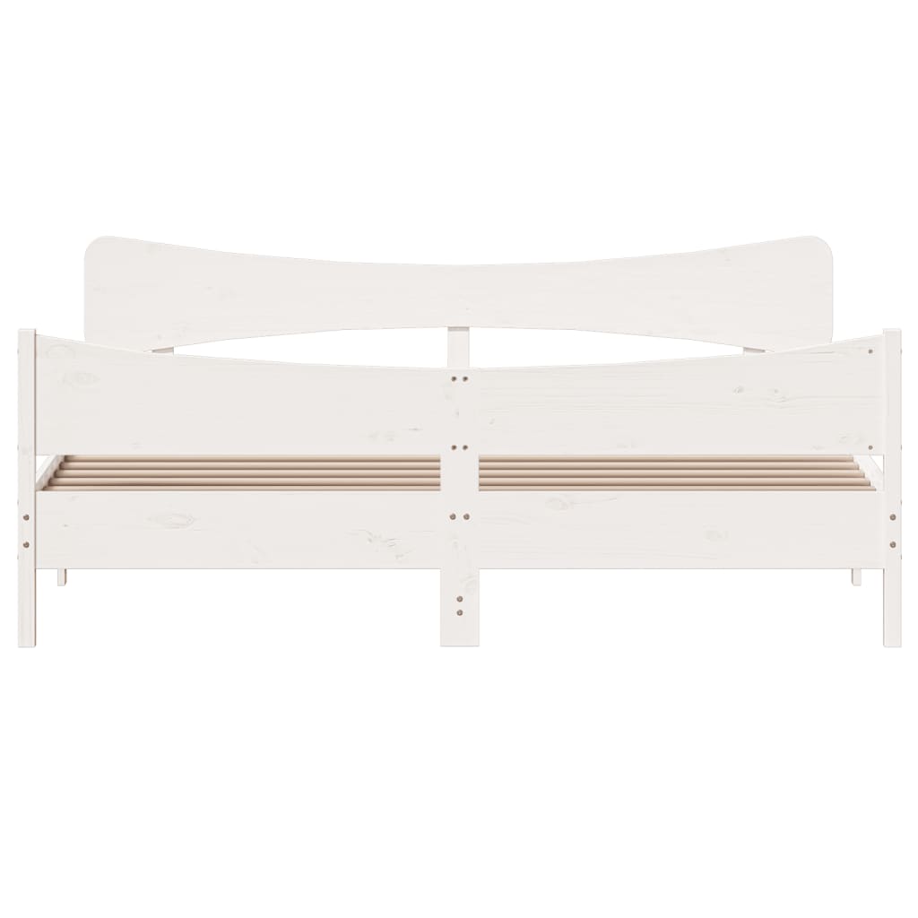 Bed Frame without Mattress White 180x200 cm Super King Solid Wood Pine
