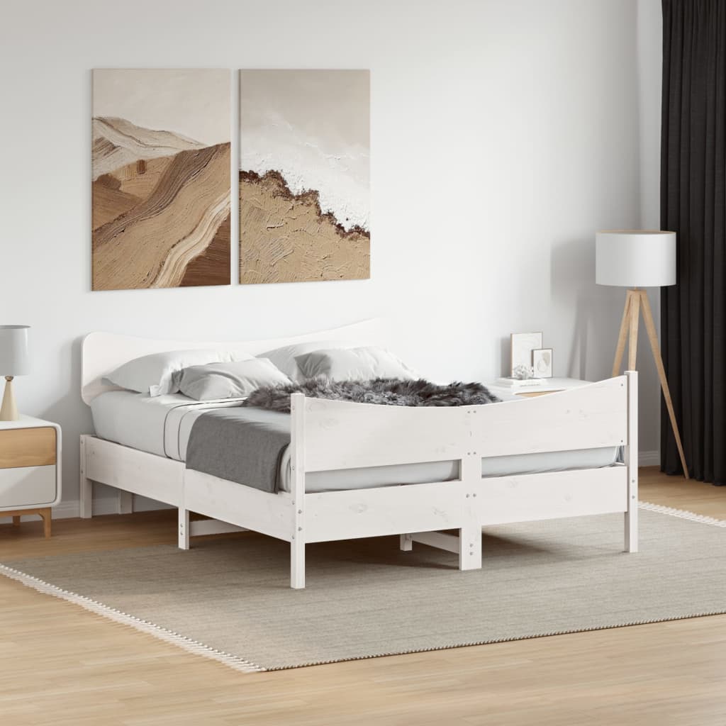 Bed Frame without Mattress White 160x200 cm Solid Wood Pine