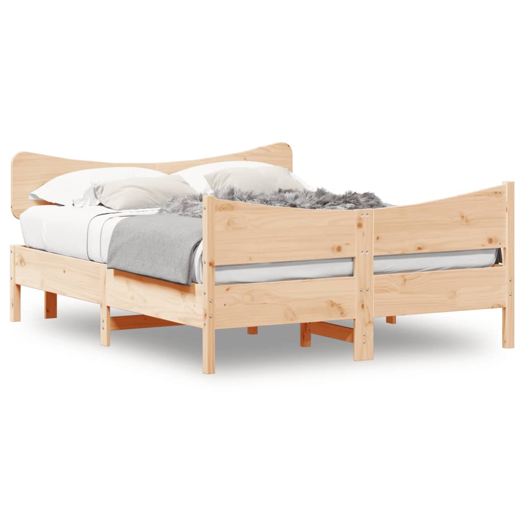 Bed Frame without Mattress 150x200 cm King Size Solid Wood Pine