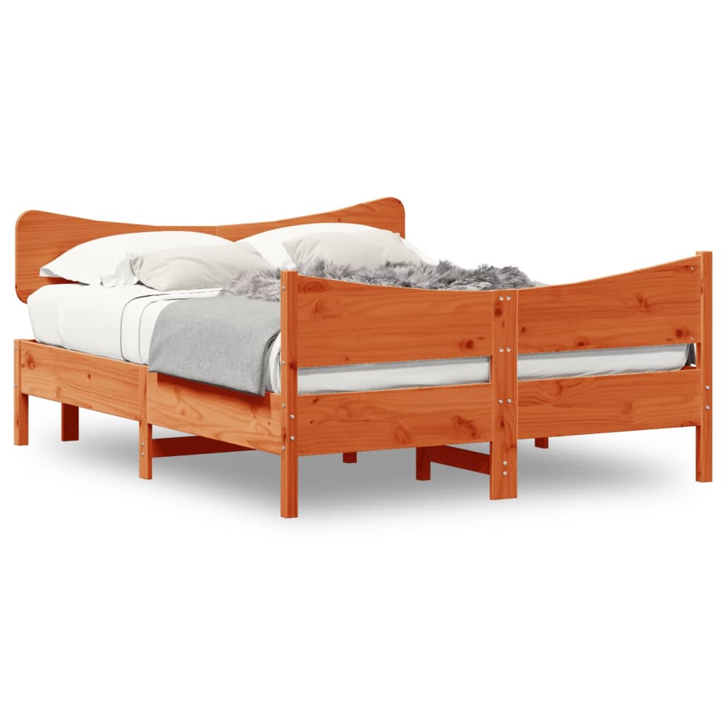 Bed Frame without Mattress Wax Brown 140x200 cm Solid Wood Pine