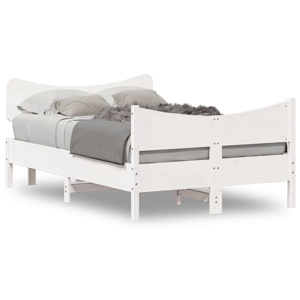 Bed Frame without Mattress White 120x200 cm Solid Wood Pine