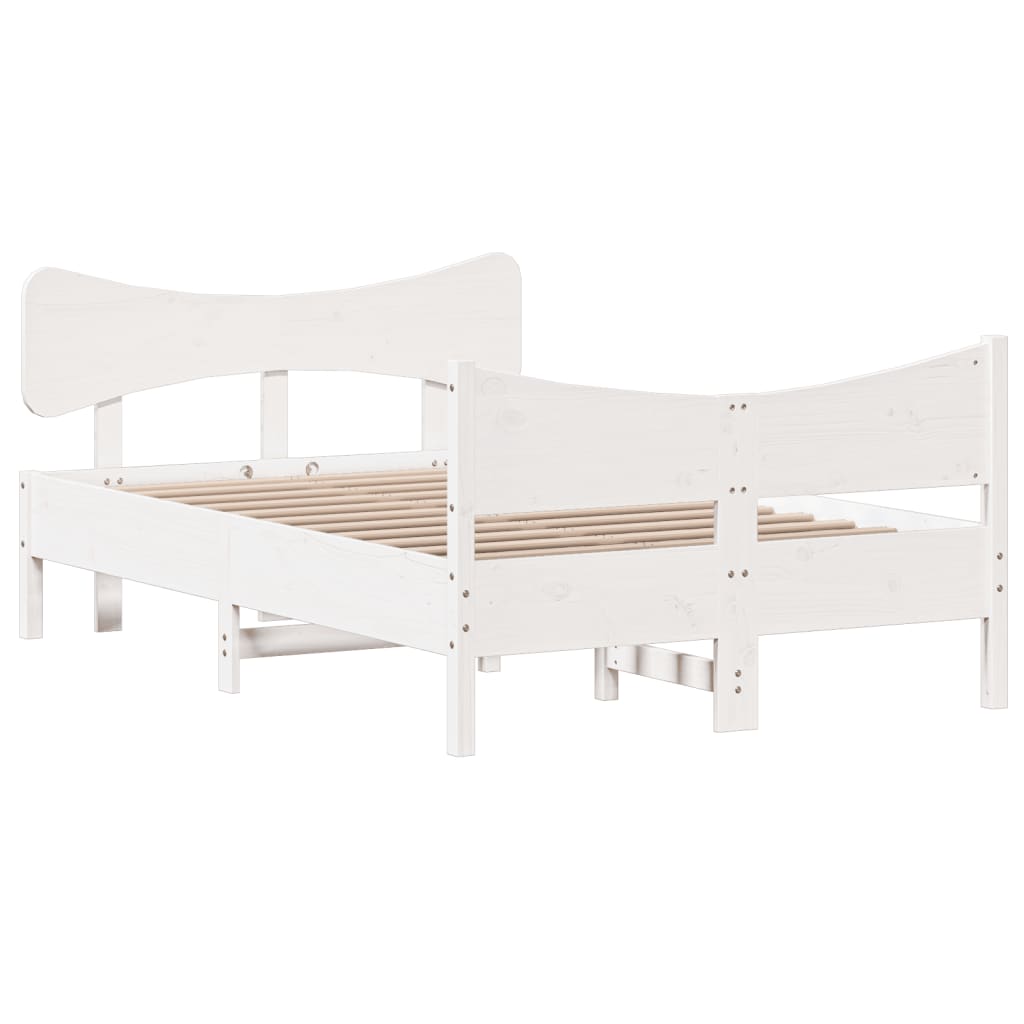 Bed Frame without Mattress White 120x200 cm Solid Wood Pine