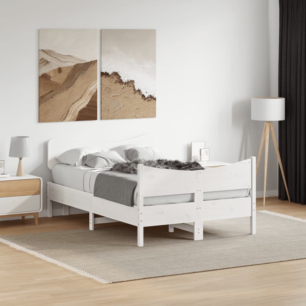 Bed Frame without Mattress White 120x200 cm Solid Wood Pine