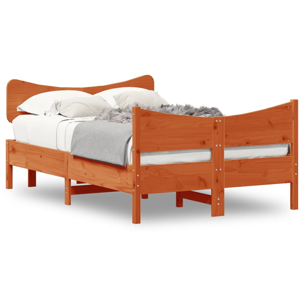 Bed Frame without Mattress Wax Brown 120x200 cm Solid Wood Pine