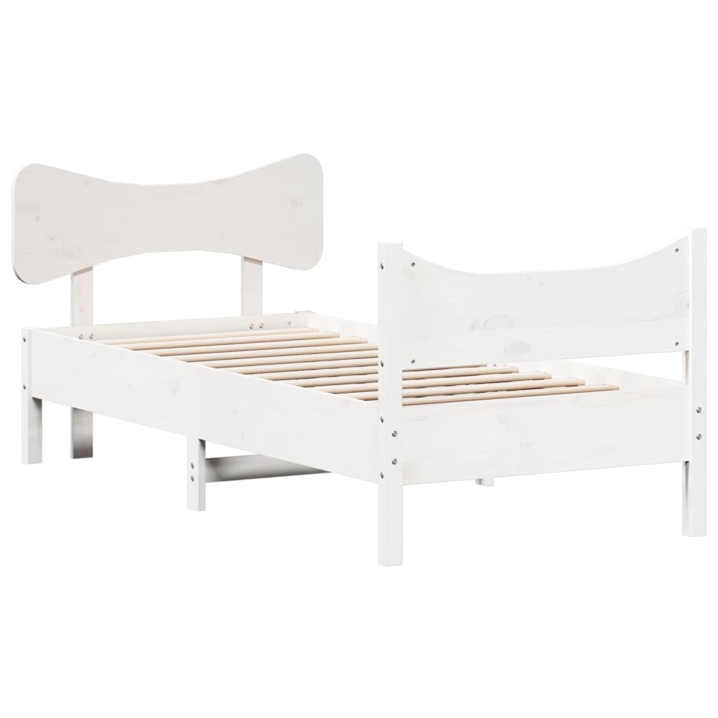 Bed Frame without Mattress White 90x200 cm Solid Wood Pine