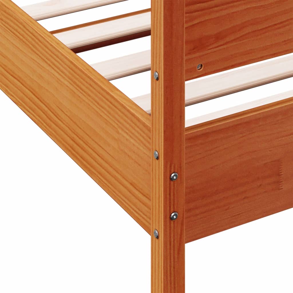 Bed Frame without Mattress Wax Brown 90x200 cm Solid Wood Pine