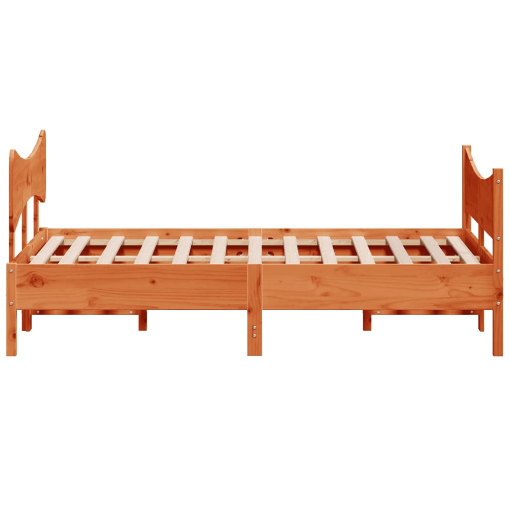 Bed Frame without Mattress Wax Brown 140x190 cm Solid Wood Pine