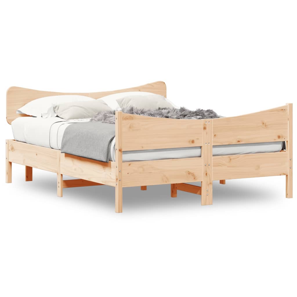 Bed Frame without Mattress 135x190 cm Double Solid Wood Pine