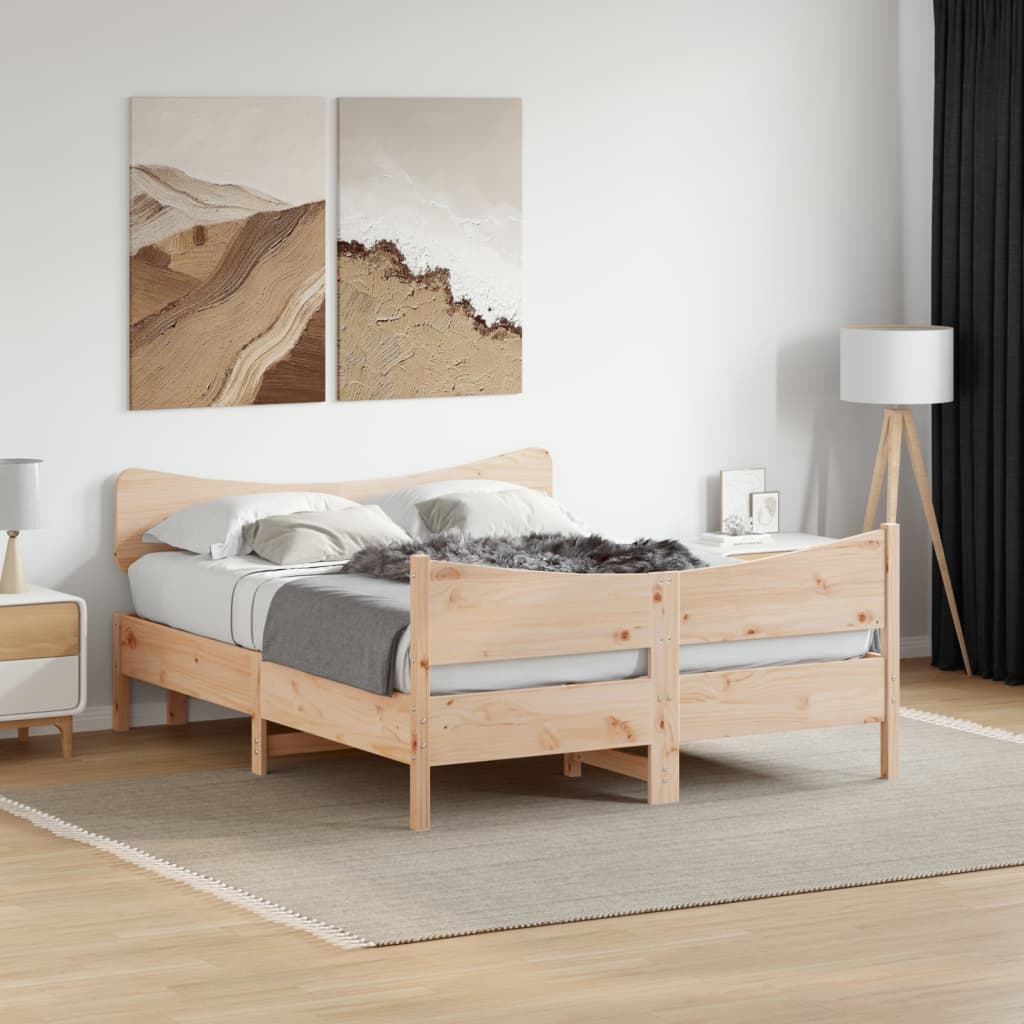 Bed Frame without Mattress 135x190 cm Double Solid Wood Pine