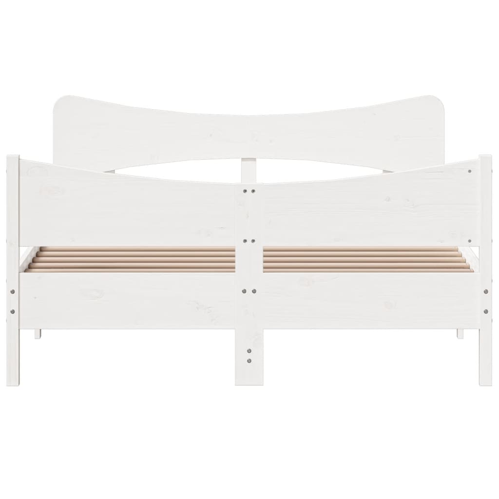 Bed Frame without Mattress White 135x190 cm Double Solid Wood Pine
