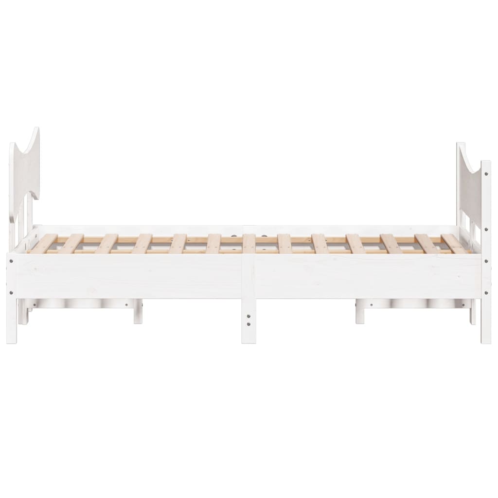 Bed Frame without Mattress White 135x190 cm Double Solid Wood Pine