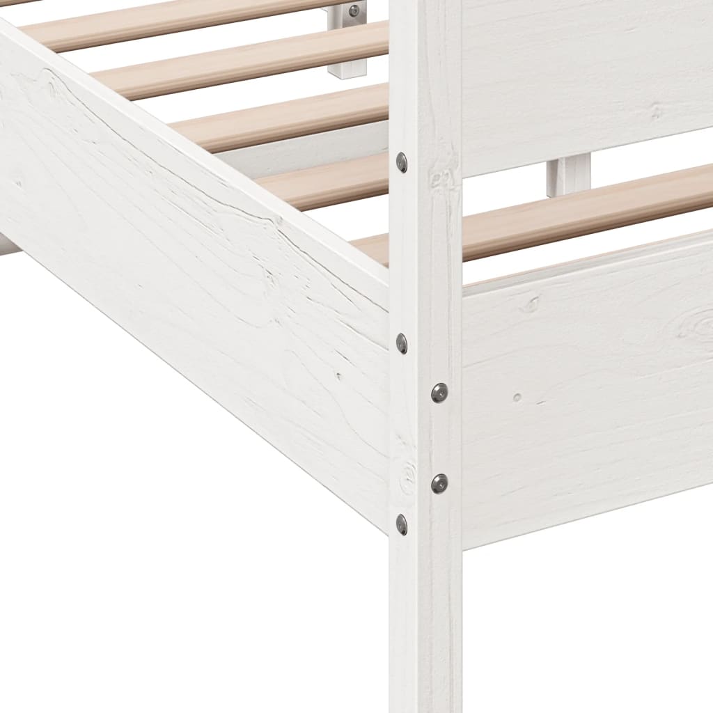 Bed Frame without Mattress White 135x190 cm Double Solid Wood Pine