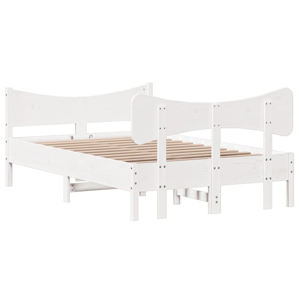 Bed Frame without Mattress White 120x190 cm Small Double Solid Wood Pine