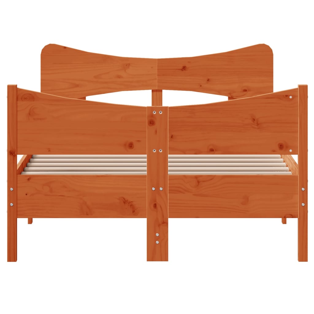 Bed Frame without Mattress Wax Brown 120x190 cm Small Double Solid Wood Pine