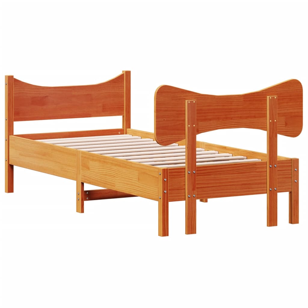 Bed Frame without Mattress Wax Brown 90x190 cm Single Solid Wood Pine