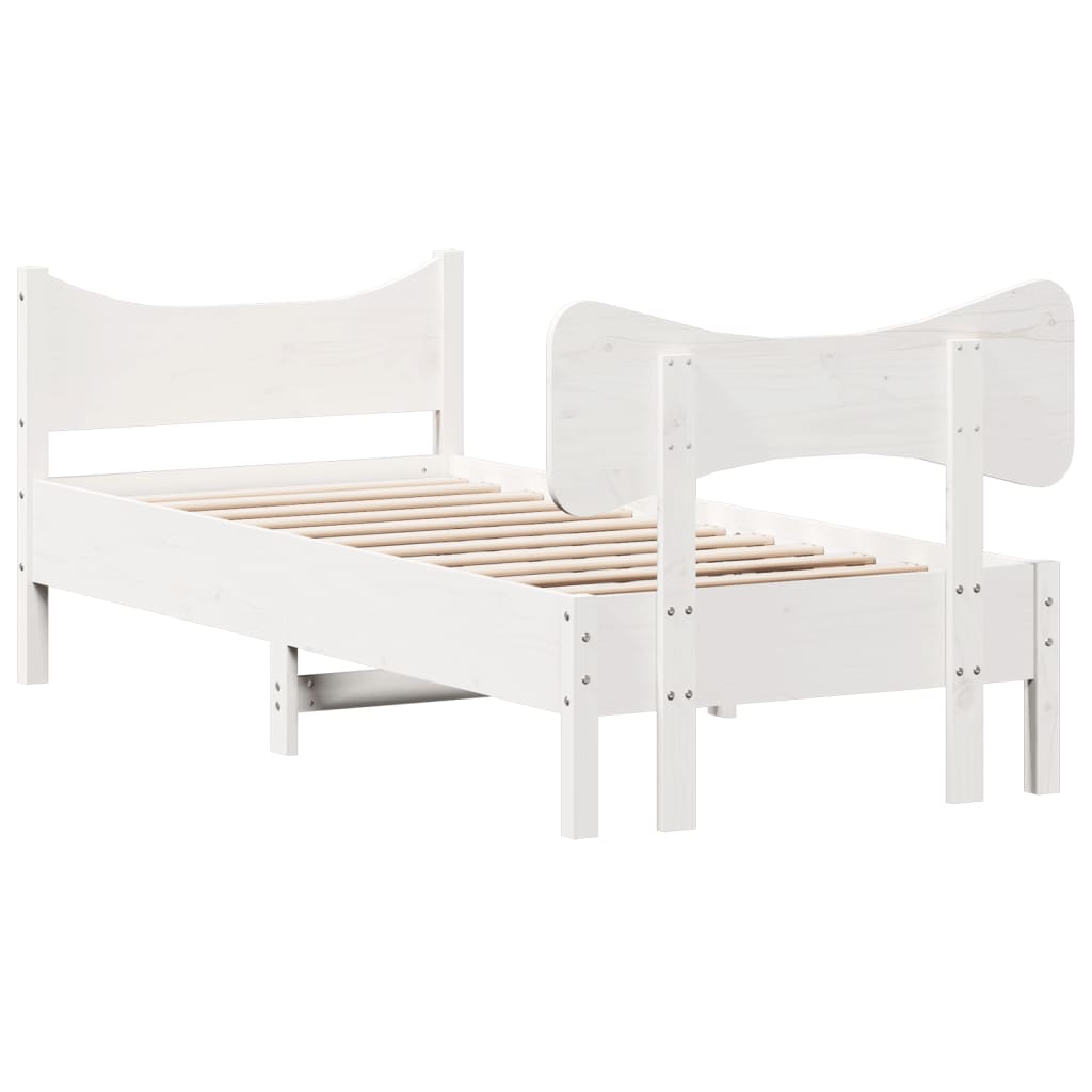 Bed Frame without Mattress White 75x190 cm Small Single Solid Wood Pine