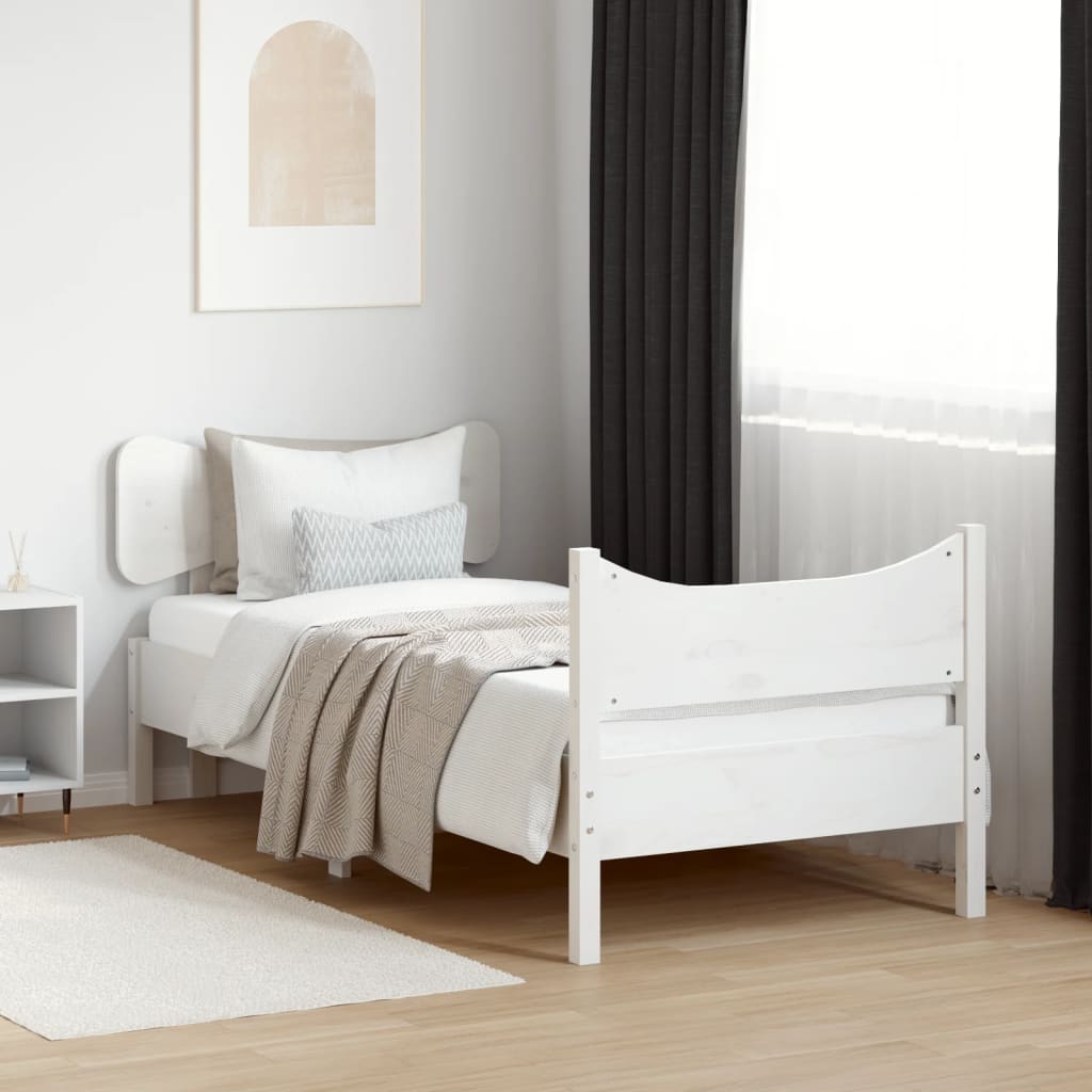 Bed Frame without Mattress White 75x190 cm Small Single Solid Wood Pine