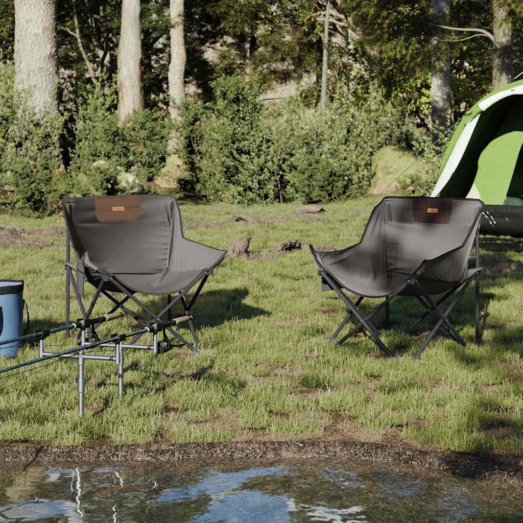 Camping Chairs with Pocket Foldable 2 pcs Grey