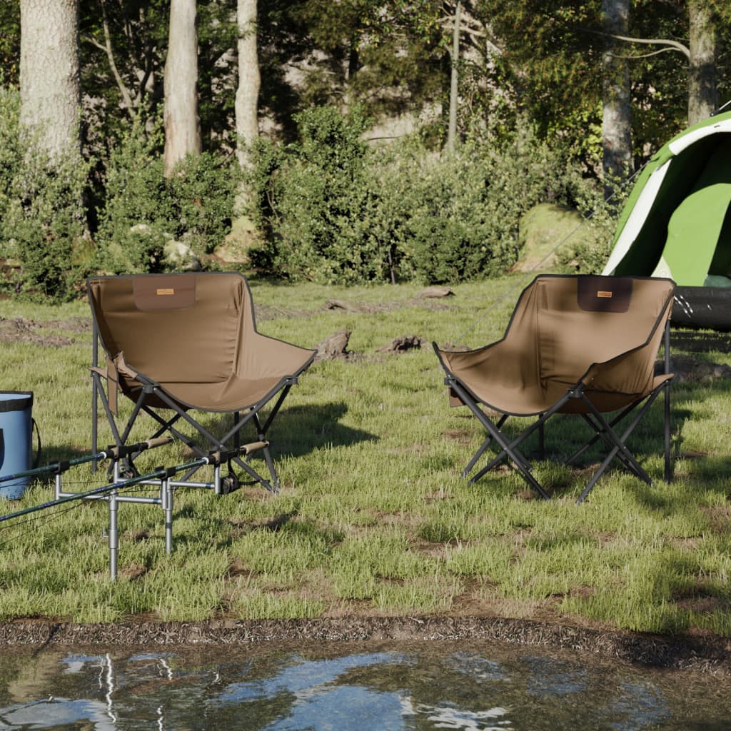 Camping Chairs with Pocket Foldable 2 pcs Brown