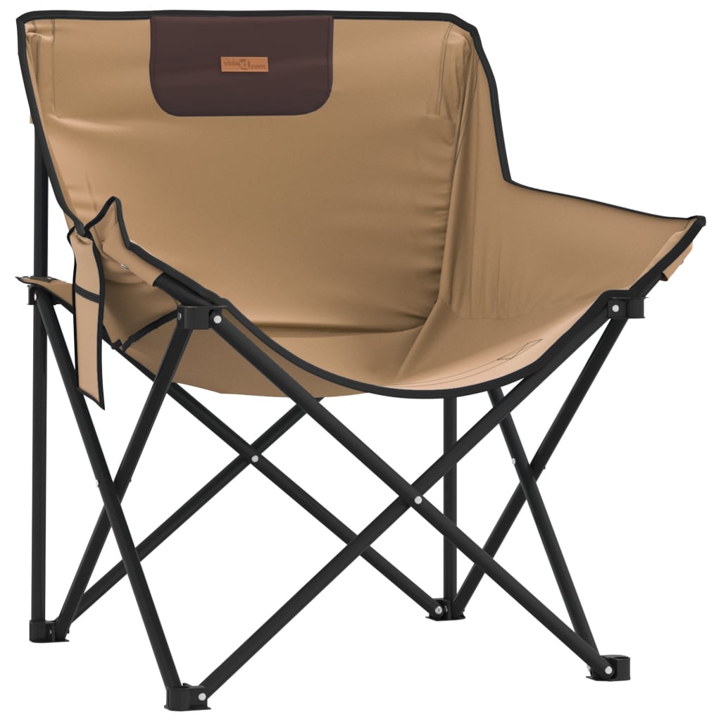 Camping Chairs with Pocket Foldable 2 pcs Brown