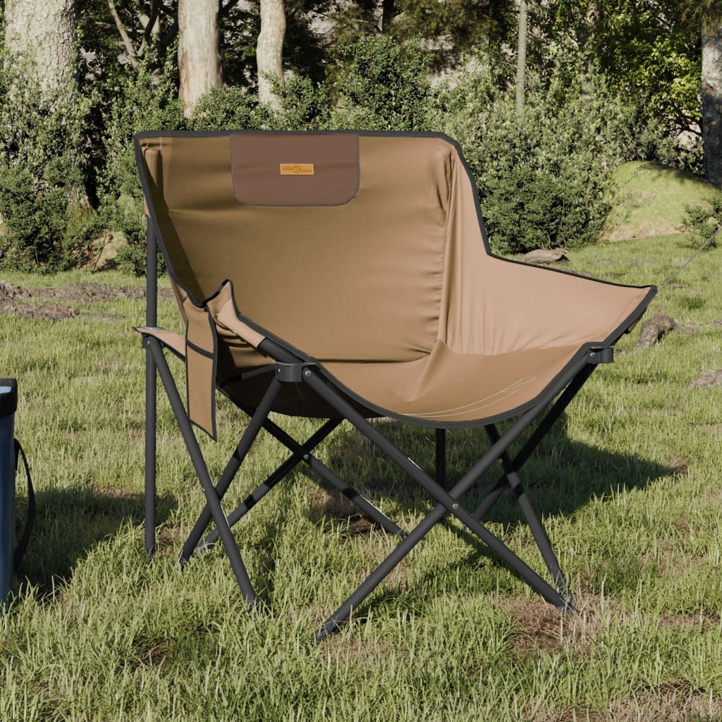 Camping Chairs with Pocket Foldable 2 pcs Brown