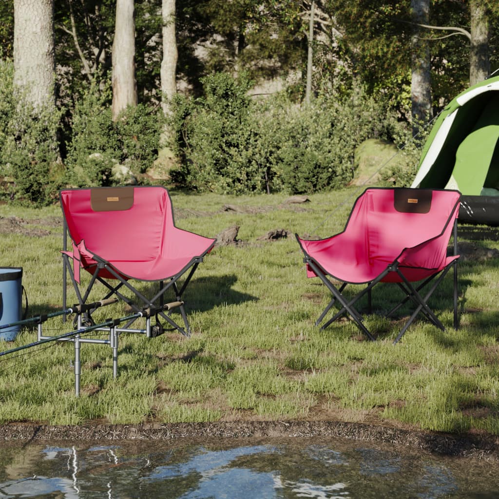 Camping Chairs with Pocket Foldable 2 pcs Pink