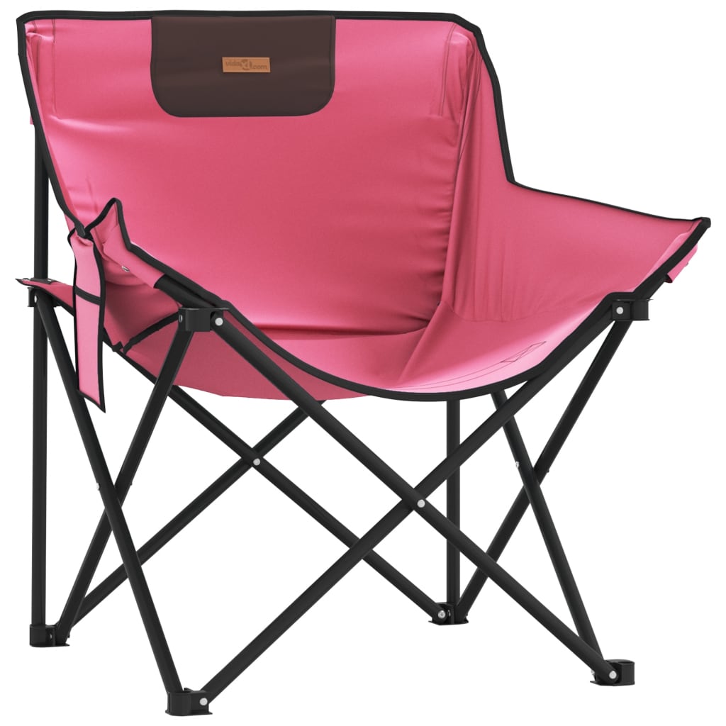 Camping Chairs with Pocket Foldable 2 pcs Pink