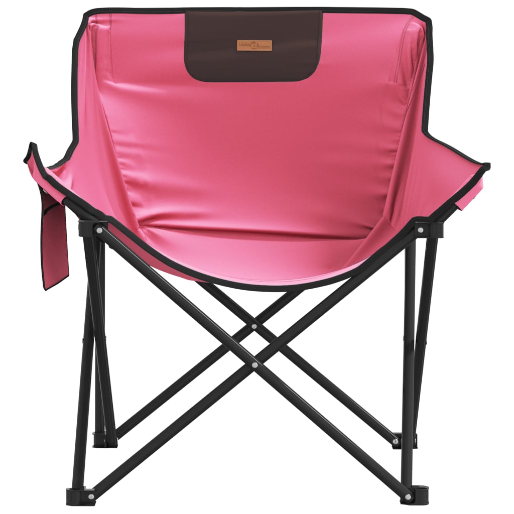 Camping Chairs with Pocket Foldable 2 pcs Pink