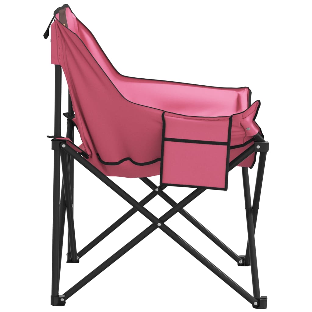 Camping Chairs with Pocket Foldable 2 pcs Pink