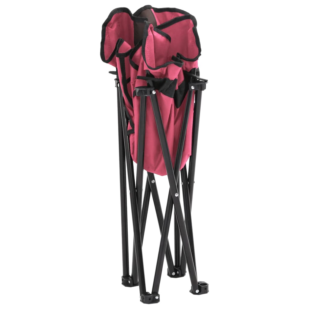 Camping Chairs with Pocket Foldable 2 pcs Pink