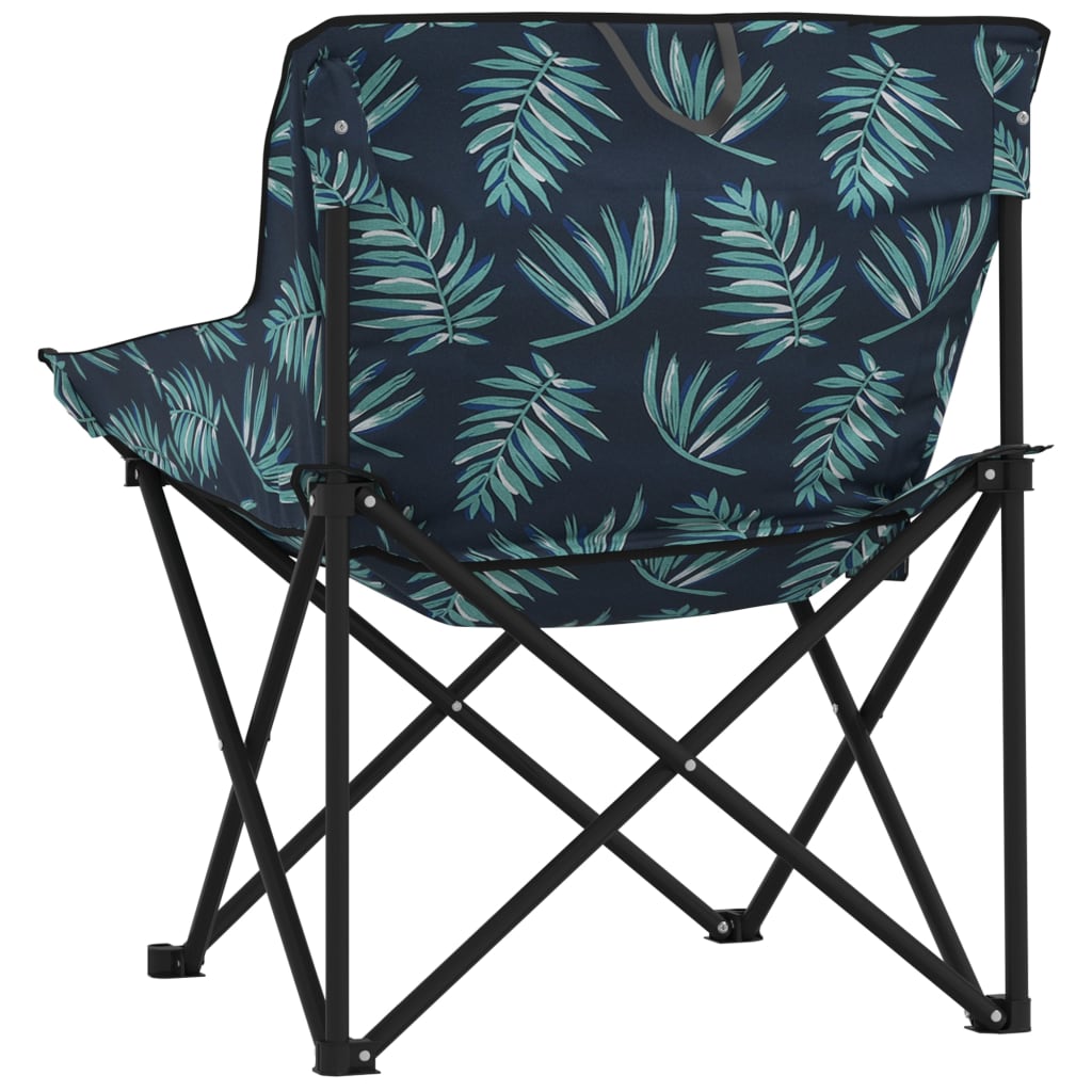 Camping Chairs with Pocket Foldable 2 pcs Leave Print