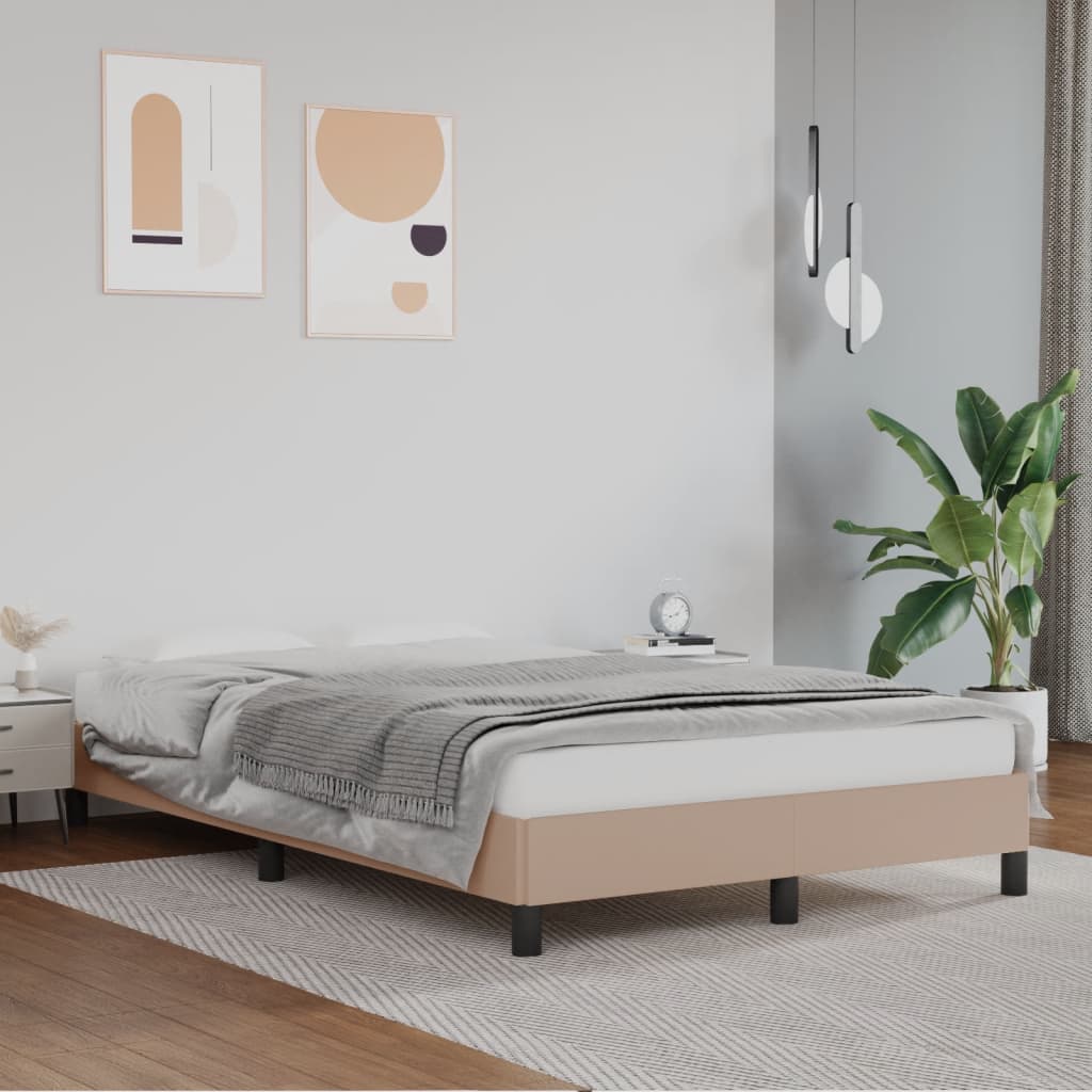 Bed Frame without Mattress Cappuccino 120x190 cm Small Double Faux Leather