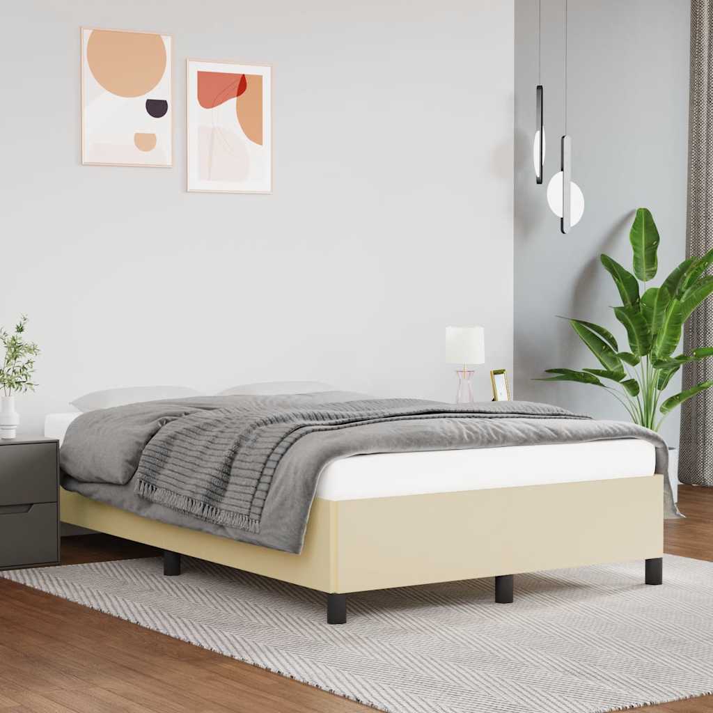 Bed Frame without Mattress Cream 120x190 cm Small Double Faux Leather