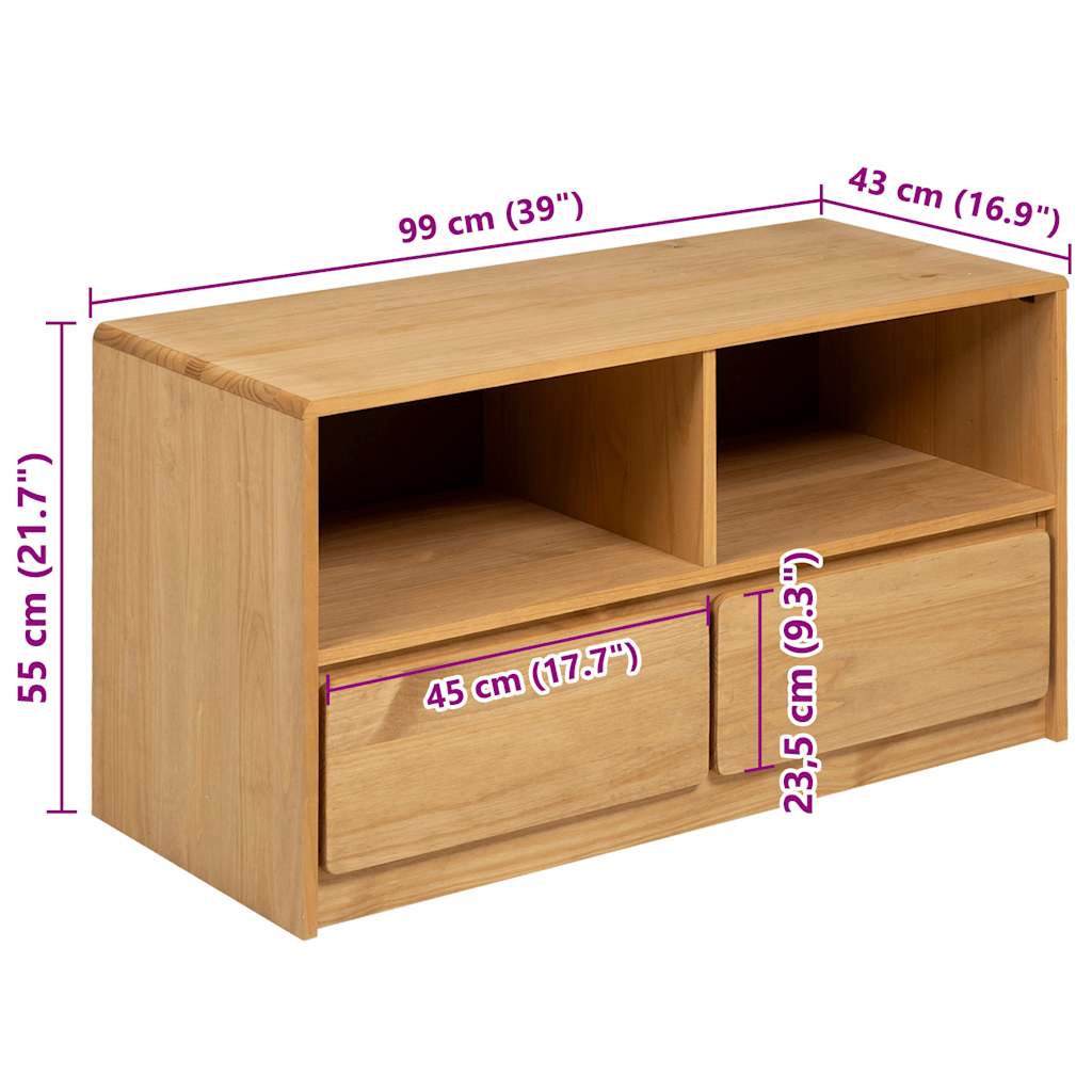 TV Cabinet SAUDA Oak 99x43x55 cm Solid Wood Pine