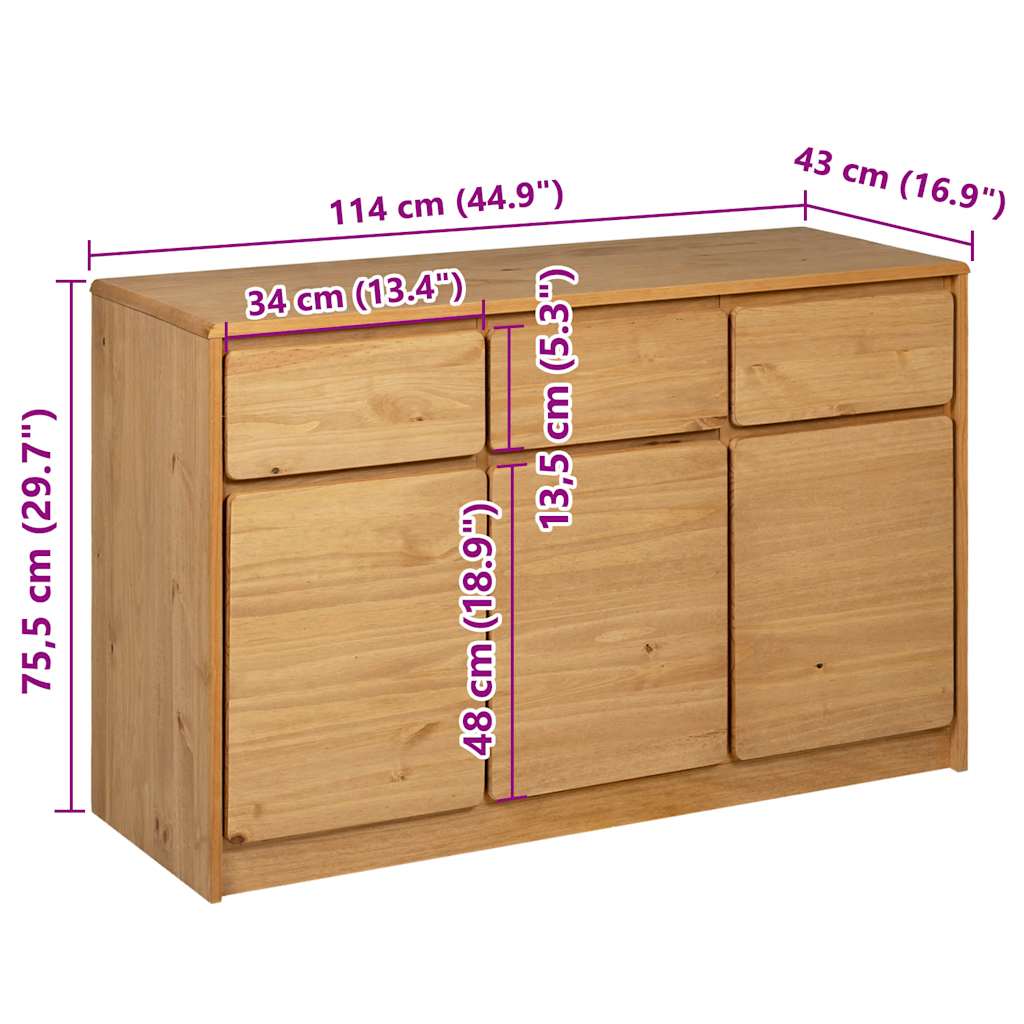Sideboard SAUDA Oak 114x43x75.5 cm Solid Wood Pine